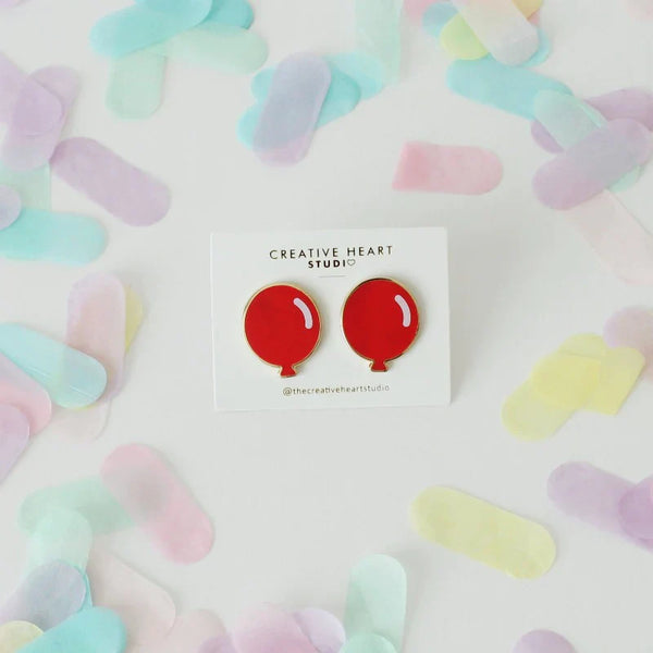 Balloon Shaped Earrings (Red)