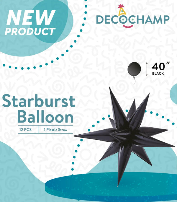 Starburst Foil Balloons Black 641483 - 40 in