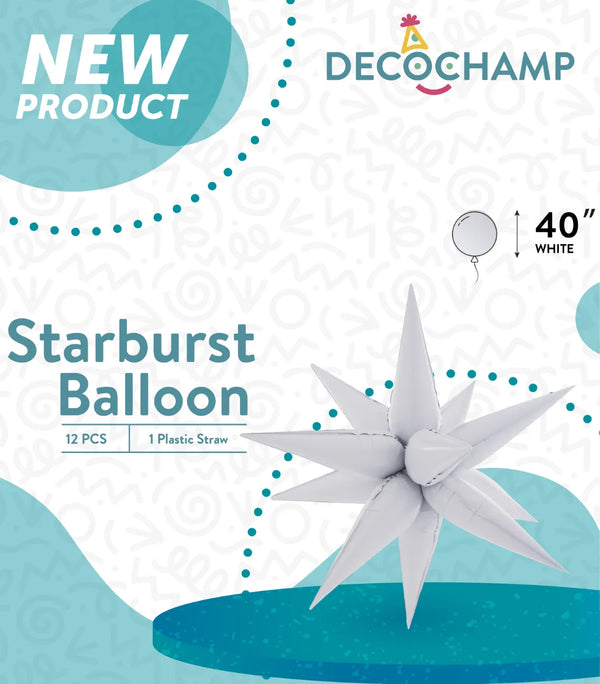 Starburst Foil Balloons White 641490 - 40 in