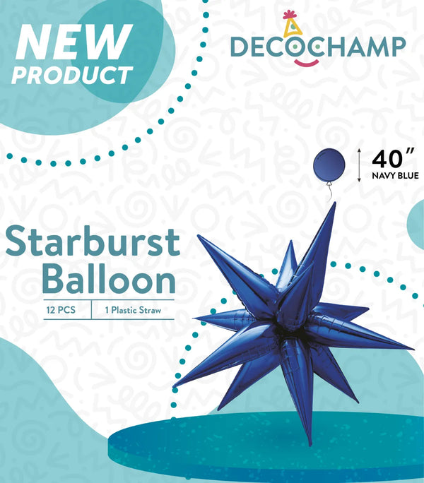 Starburst Foil Balloons Navy Blue 641520 - 40 in