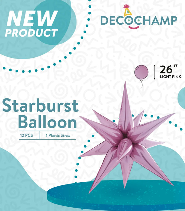 Starburst Foil Balloons Light Pink 641575 - 26 in