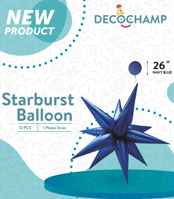 Starburst Foil Balloons Navy Blue 641704 26"
