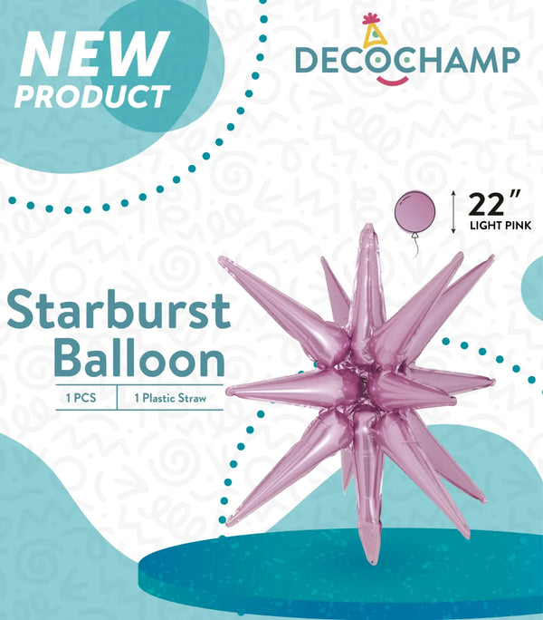 Starburst Foil Balloons Light Pink 641759 22"
