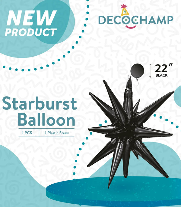 Starburst Foil Balloons Black 641841 22"