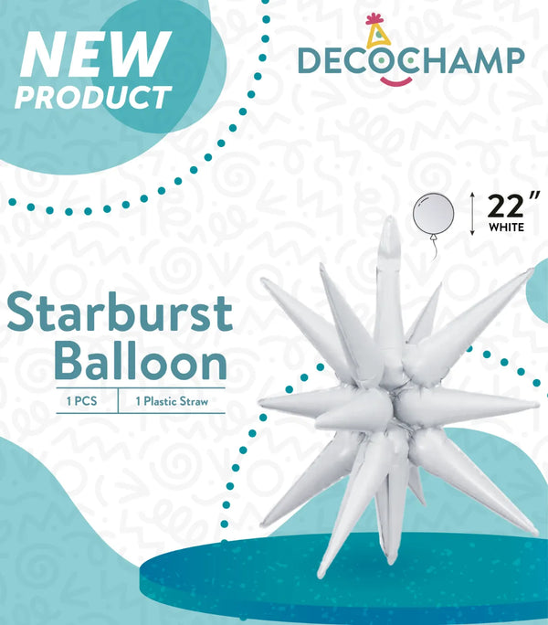 Starburst Foil Balloons White 641858 22"