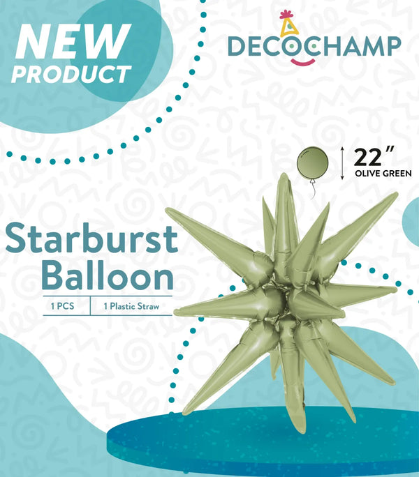 Starburst Foil Balloons Olive Green 641896 - 22 in