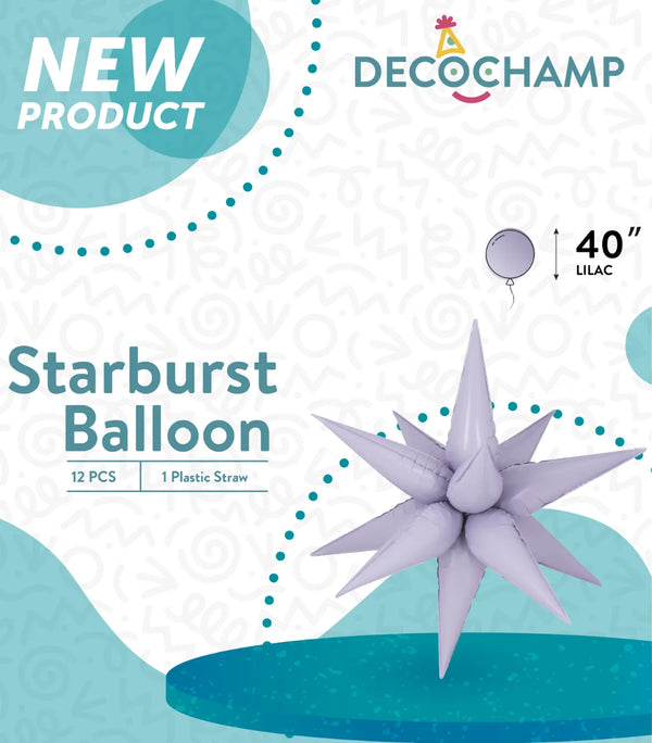 Starburst Foil Balloons Lilac 641940 40"