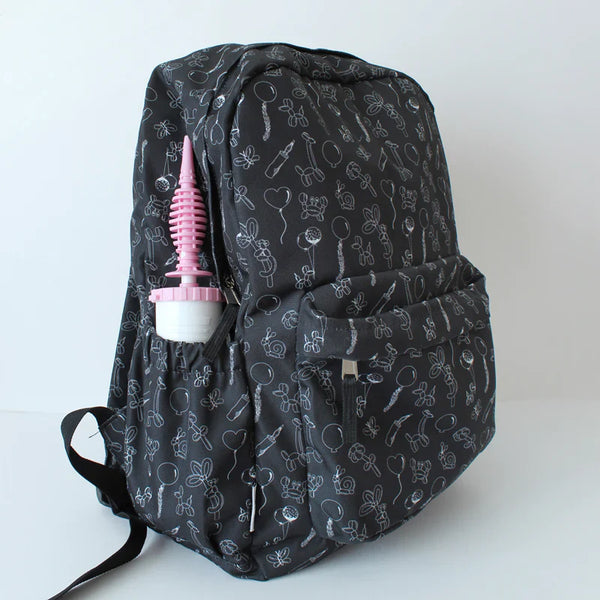 Backpack - Black & White Balloon Confetti Print