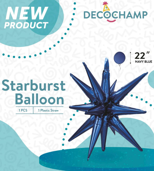 Starburst Foil Balloons Navy Blue 641889 - 22 in