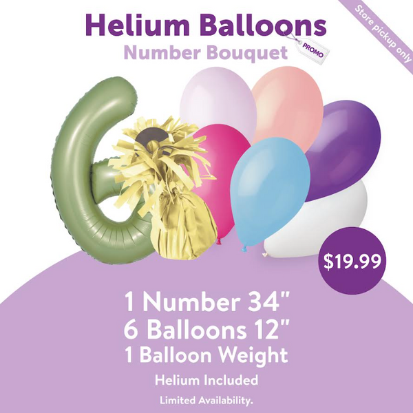 Helium Number Bouquet - Store Pickup Only