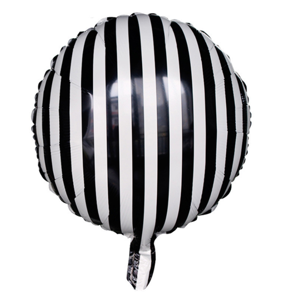18" BLACK AND WHITE STRIPED BALLOONS