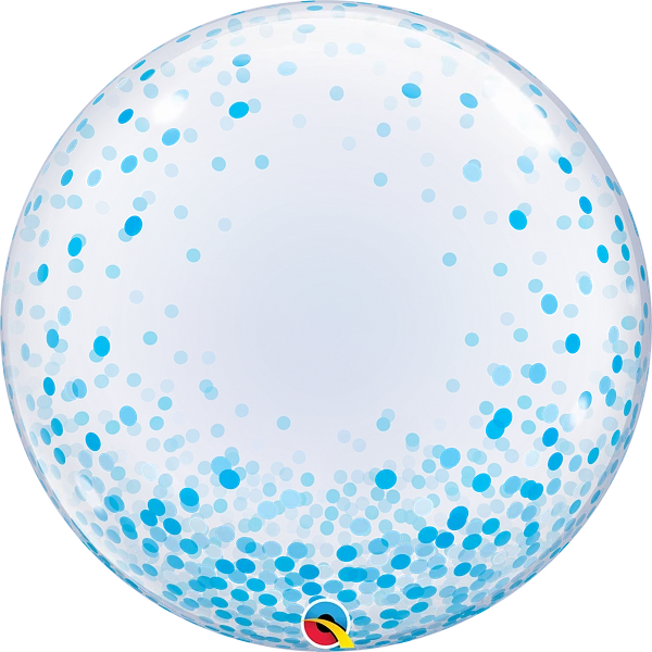 Blue Confetti on Clear Deco Bubble 57789