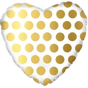 Gold Dots on White Heart 217059