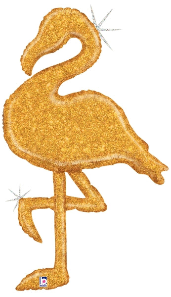 53" GOLD GLITTER FLAMINGO