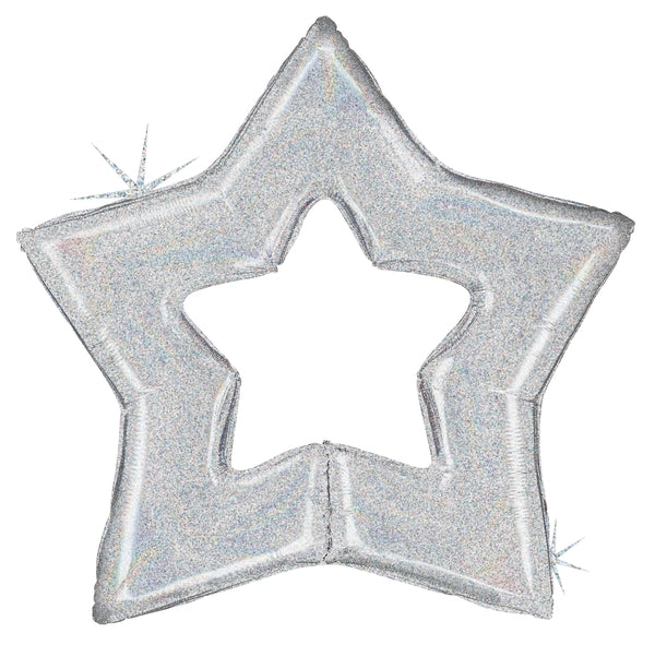 Linking Silver Glitter Holographic Star 35987