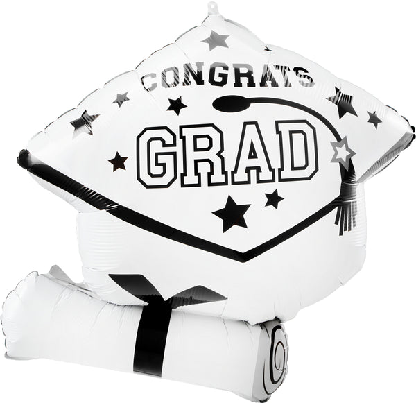 25" Grad Cap and Diploma White 44421701