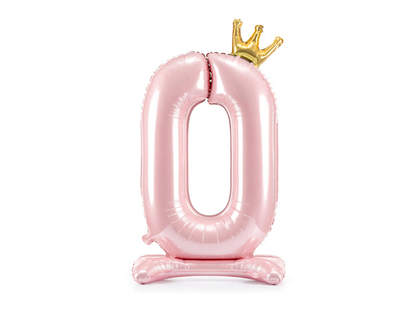 Standing foil balloon Number ''0'' , 33.1in, light pink