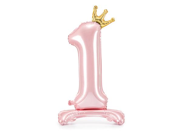 Standing foil balloon Number ''1'', 33.1in,  light pink