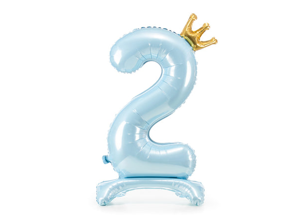 Standing foil balloon Number ''2'', 33.1in,  sky-blue