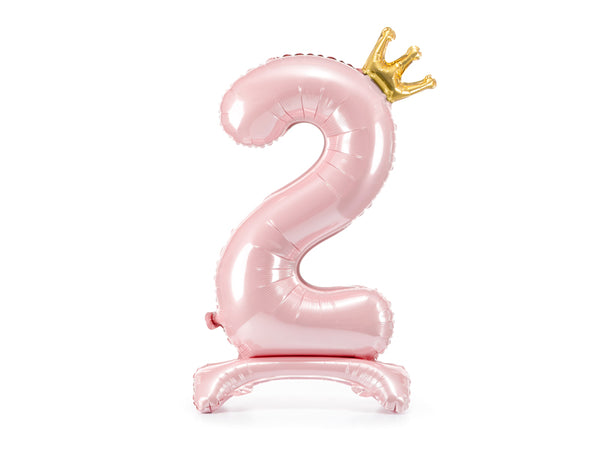Standing foil balloon Number ''2'', 33.1in,  light pink