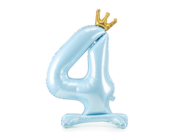 Standing foil balloon Number ''4'' , 33.1in, sky-blue