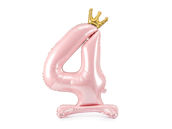 Standing foil balloon Number ''4'', 33.1in,  light pink