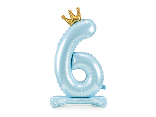 Standing foil balloon Number '' 6 '', 33.1in,  sky-blue