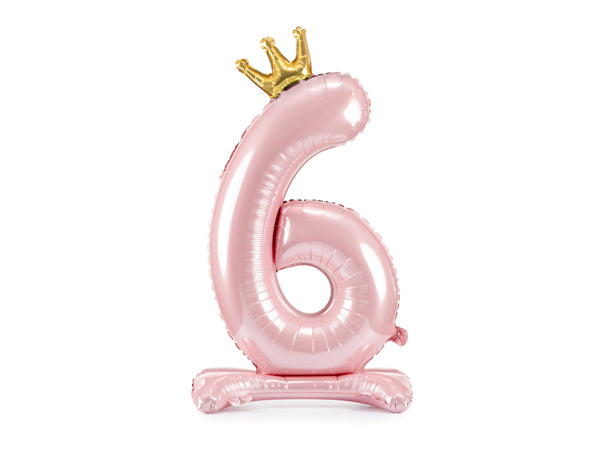 Standing foil balloon Number ''6'', 33.1in,  light pink