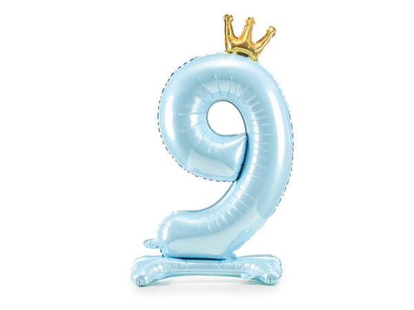 Standing foil balloon Number ''9'', 33.1in,  sky-blue