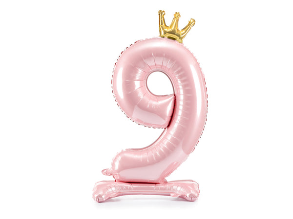 Standing Foil Balloon Number ''9'', 33.1 in,  Light Pink