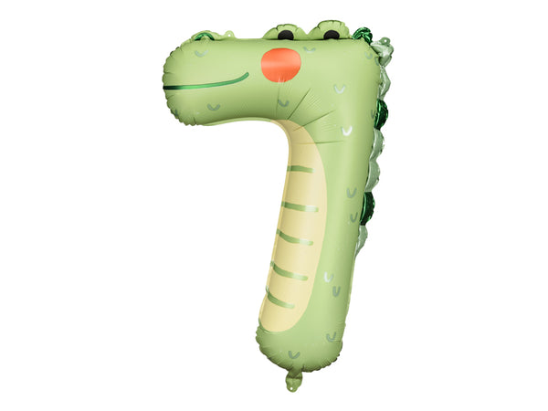 Foil balloon Number 7 - Crocodille, 22.0x33.5in, mix