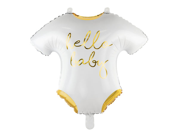 Foil balloon Baby romper - Hello Baby, 20.1x17.7in, white