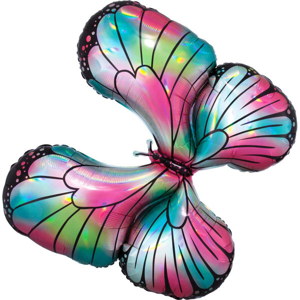 14" IRIDESCENT BUTTERFLY TEAL & PINK 5PCS 9348814