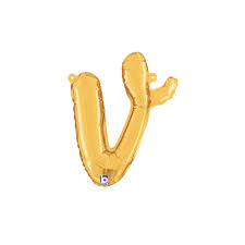 Gold V Letter Script  - 14 in