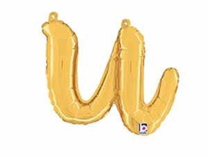 Gold U Letter Script - 14 in