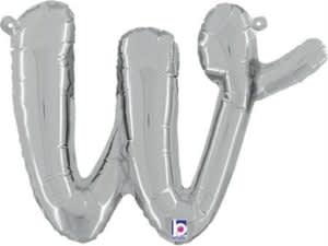 Silver W Letter Script - 14 in