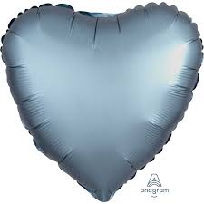 Satin Luxe Steel Blue Heart 36814